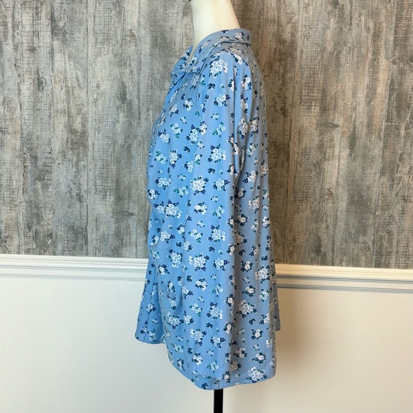 MyStyle blue floral stretchy shirt - Picture 3 of 7